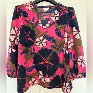 Floral Pink and Brown Women's Top